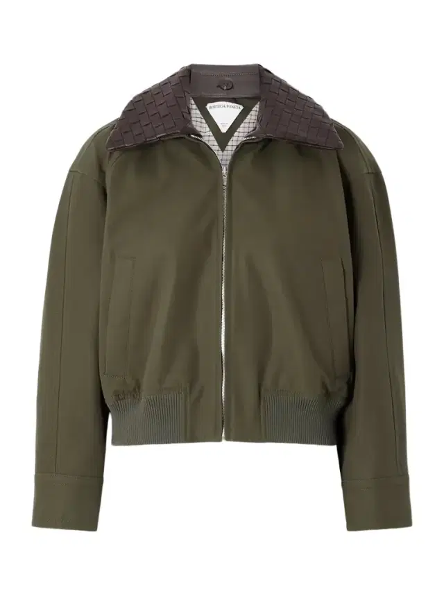 Intrecciato Leather-trimmed Cotton-twill Jacket