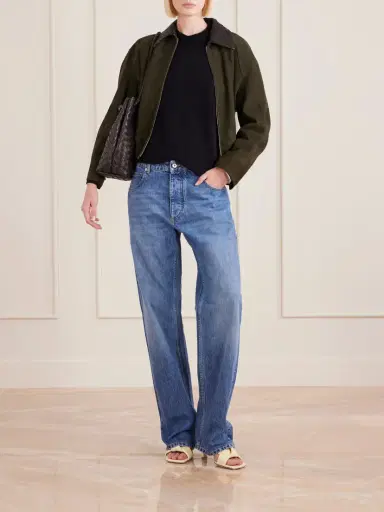 Bottega Veneta Intrecciato Leather-trimmed Suede Jacket | Thumbnail 2 Bottega Veneta Intrecciato Leather-trimmed Suede Jacket | Thumbnail 2