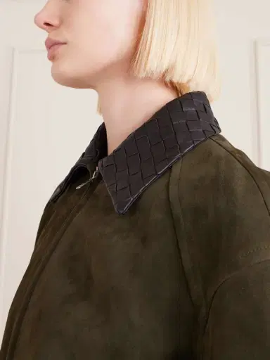 Bottega Veneta Intrecciato Leather-trimmed Suede Jacket | Thumbnail 5 Bottega Veneta Intrecciato Leather-trimmed Suede Jacket | Thumbnail 5