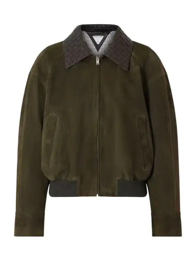 Intrecciato Leather-trimmed Suede Jacket