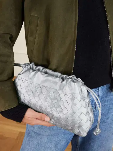 Bottega Veneta Pouch Intrecciato Metallic Leather Pouch | Thumbnail 4 Bottega Veneta Pouch Intrecciato Metallic Leather Pouch | Thumbnail 4