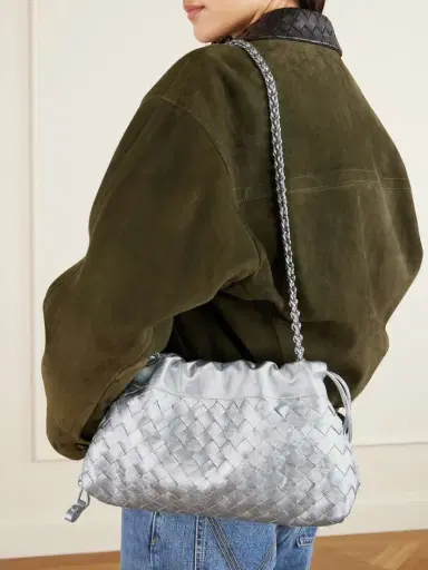 Bottega Veneta Pouch Intrecciato Metallic Leather Pouch | Thumbnail 5 Bottega Veneta Pouch Intrecciato Metallic Leather Pouch | Thumbnail 5
