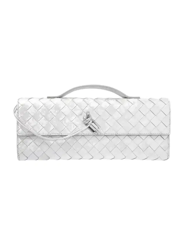 Andiamo Long Intrecciato Metallic Leather Clutch