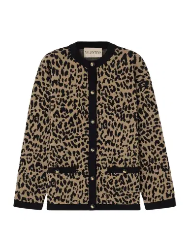 Valentino Garavani Leopard-jacquard Wool Cardigan | Thumbnail 1 Valentino Garavani Leopard-jacquard Wool Cardigan | Thumbnail 1