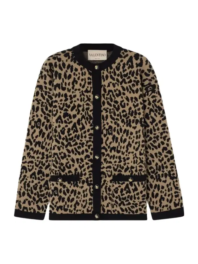 Leopard-jacquard Wool Cardigan