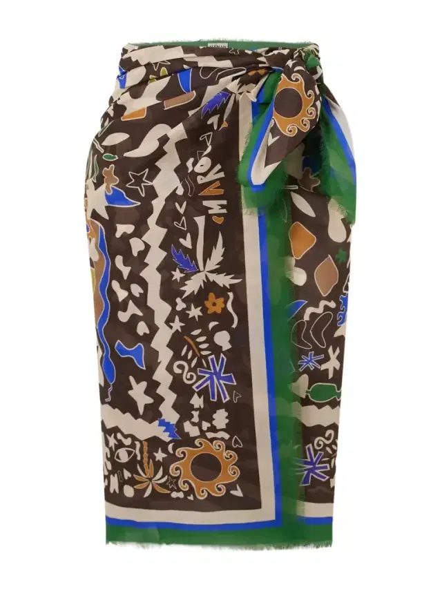 Maroc Frayed Printed Organic Cotton-voile Pareo