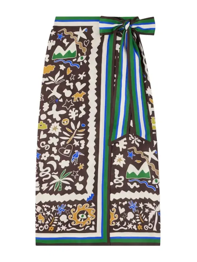 Maroc Printed Linen Wrap Skirt