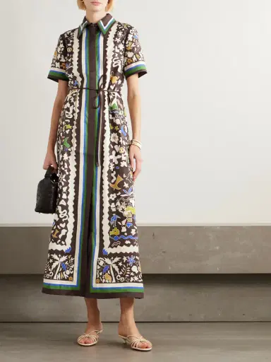 ALÉMAIS Maroc Belted Printed Linen Midi Dress | Thumbnail 2