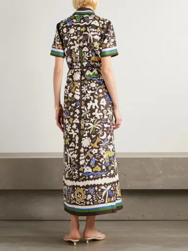 ALÉMAIS Maroc Belted Printed Linen Midi Dress | Thumbnail 3