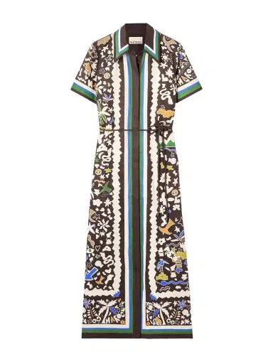 ALÉMAIS Maroc Belted Printed Linen Midi Dress | Thumbnail 1