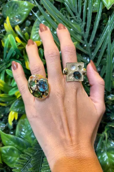 CAROL KAUFFMANN Green Tourmaline Rock Flinstone Ring | Thumbnail 5