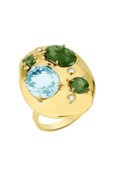 CAROL KAUFFMANN Green Tourmaline Rock Flinstone Ring | Thumbnail 1