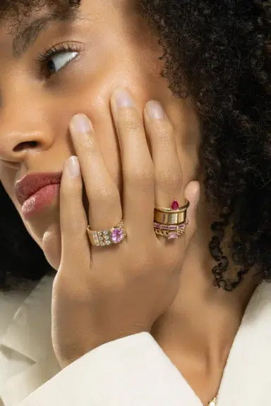 Type Jewelry Pink Sapphire Spin Cigar Band Ring | Thumbnail 2