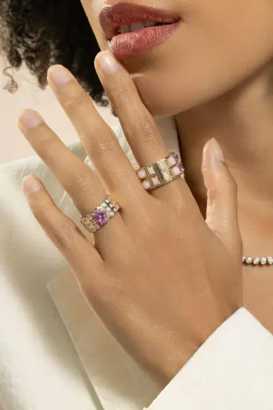 Type Jewelry Pink Sapphire Spin Cigar Band Ring | Thumbnail 4