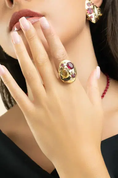 CAROL KAUFFMANN Rubellite Citrine Rocks Rings | Thumbnail 4