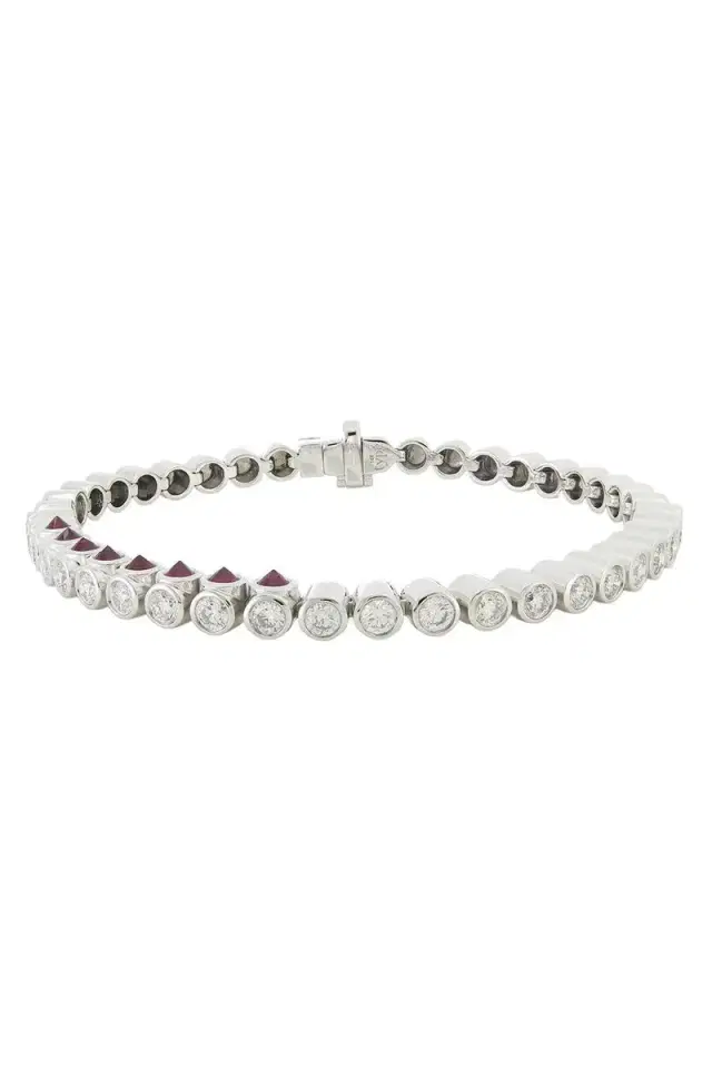 Type Jewelry Ruby Diamond Tubbo Sideway Tennis Bracelet