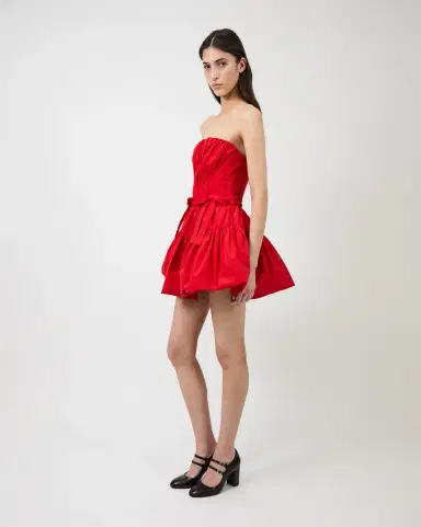 Aknvas The Kamilla dress in red tech taffeta | Thumbnail 2
