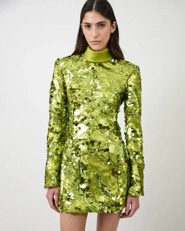 Aknvas The Toni sequin dress in citronnelle
