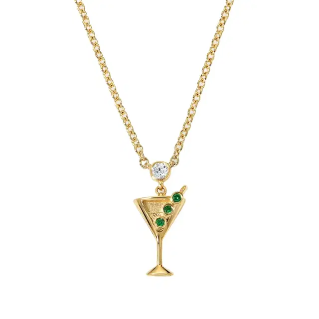 Stephanie Gottlieb Cocktail Martini Glass Chain Necklace