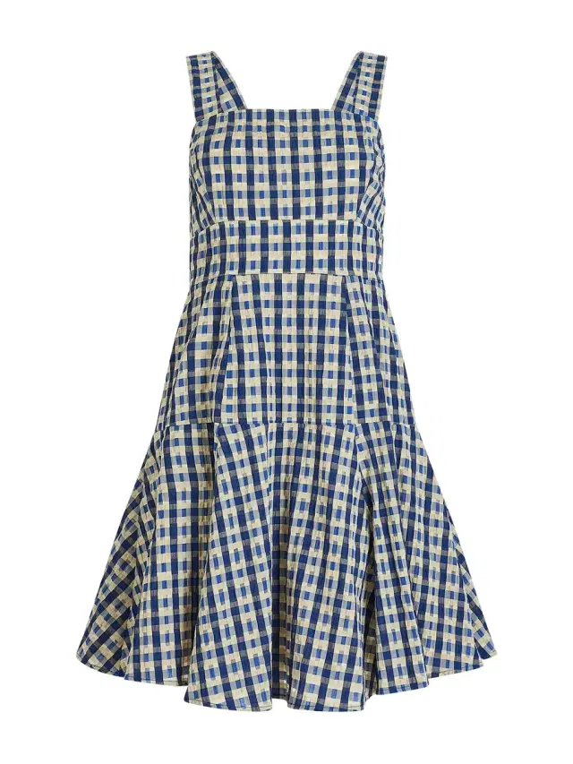 Rosie Assoulin Seersucker Check Skater Dress