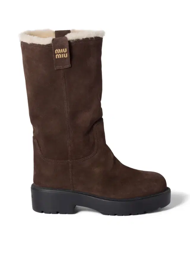 Suede and Shearling Mid-Calf Boots
