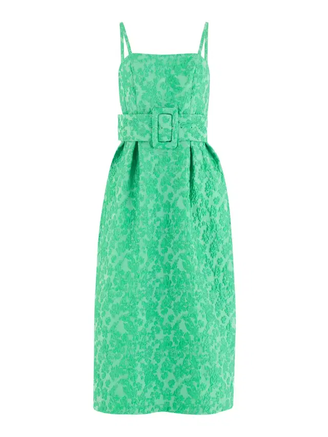 Rosie Assoulin Wildflower Cloqué Artichoke Belted Dress