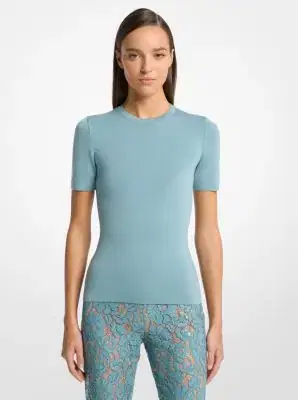Michael Kors Collection Cashmere Short-Sleeve Sweater in | Thumbnail 3 Michael Kors Collection Cashmere Short-Sleeve Sweater in | Thumbnail 3