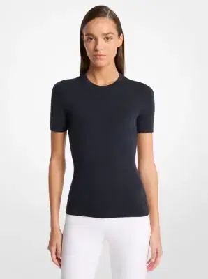 Michael Kors Collection Cashmere Short-Sleeve Sweater in | Thumbnail 6 Michael Kors Collection Cashmere Short-Sleeve Sweater in | Thumbnail 6