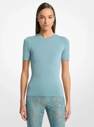 Michael Kors Collection Cashmere Short-Sleeve Sweater in | Thumbnail 8 Michael Kors Collection Cashmere Short-Sleeve Sweater in | Thumbnail 8