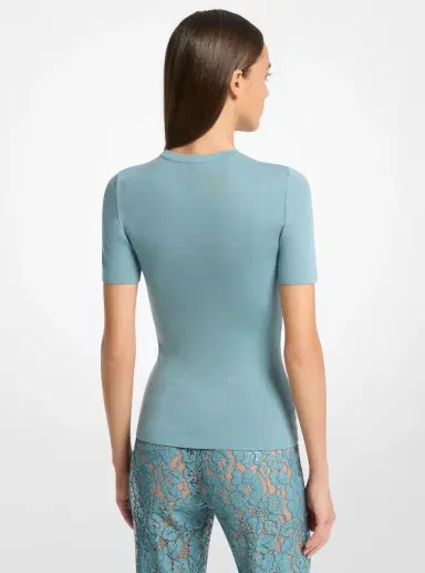 Michael Kors Collection Cashmere Short-Sleeve Sweater in | Thumbnail 9 Michael Kors Collection Cashmere Short-Sleeve Sweater in | Thumbnail 9