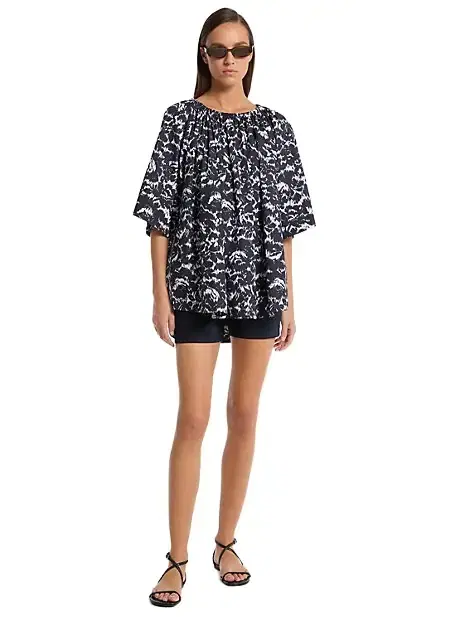 Michael Kors Collection Floral Chiné Cotton Poplin Blouse