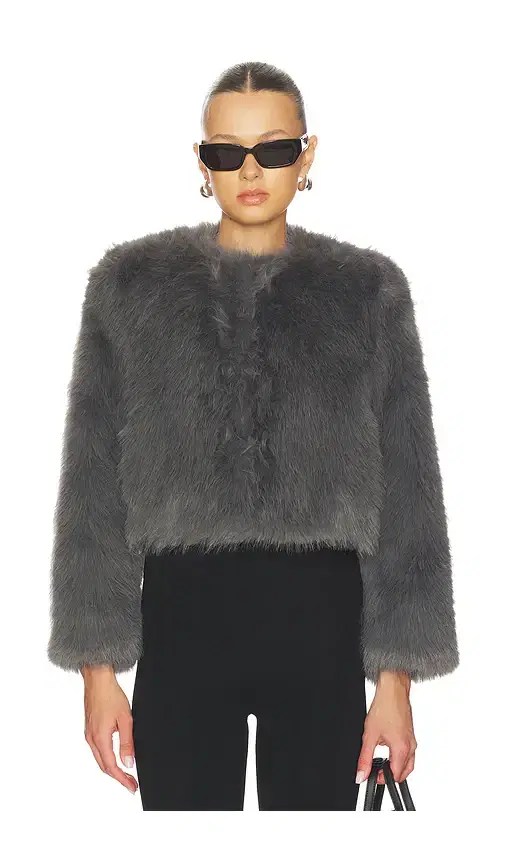 MISA Los Angeles Jordyn Cropped Faux Fur Jacket