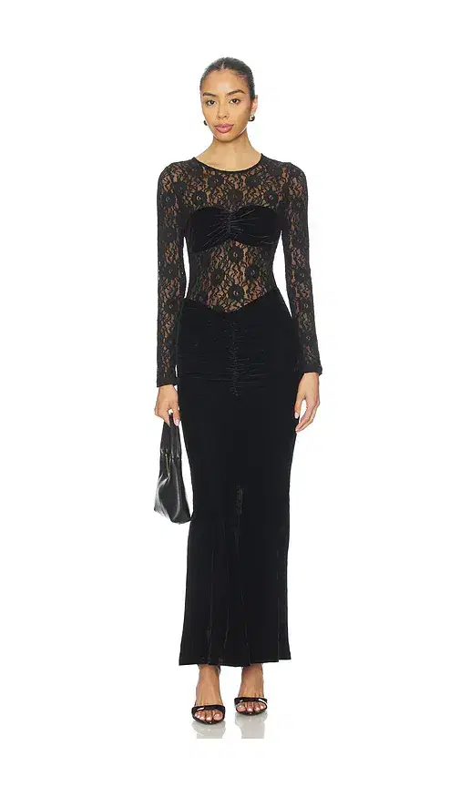 Bardot Helenie Velour Lace Maxi Dress