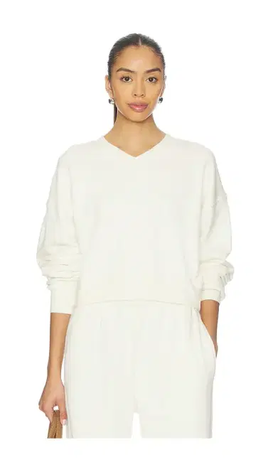 ÉTERNE Cropped V-neck Sweatshirt | Thumbnail 1