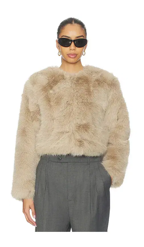 BLANKNYC Crop Faux Fur Coat
