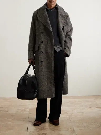 dunhill Double-Breasted Checked Wool and Cashmere-Blend Twill Overcoat - Men | Thumbnail 2
