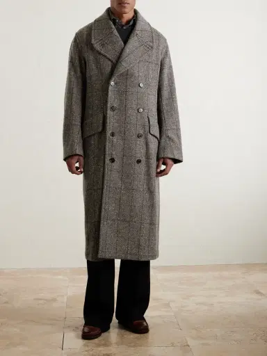 dunhill Double-Breasted Checked Wool and Cashmere-Blend Twill Overcoat - Men | Thumbnail 3