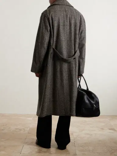 dunhill Double-Breasted Checked Wool and Cashmere-Blend Twill Overcoat - Men | Thumbnail 4