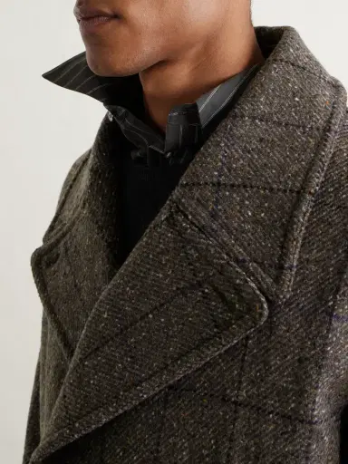 dunhill Double-Breasted Checked Wool and Cashmere-Blend Twill Overcoat - Men | Thumbnail 5