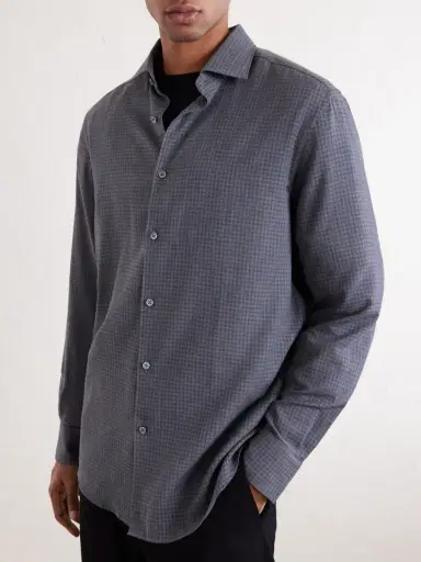Zegna Checked Cashco-Twill Shirt - Men | Thumbnail 3 Zegna Checked Cashco-Twill Shirt - Men | Thumbnail 3