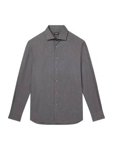 Zegna Checked Cashco-Twill Shirt - Men | Thumbnail 1 Zegna Checked Cashco-Twill Shirt - Men | Thumbnail 1