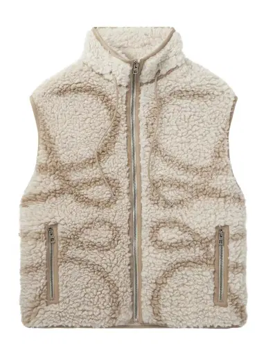 Loewe Leather-Trimmed Printed Fleece Gilet - Men | Thumbnail 1