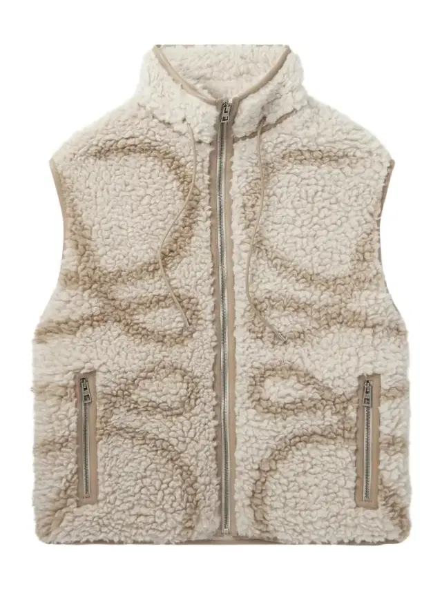 Leather-Trimmed Printed Fleece Gilet - Men