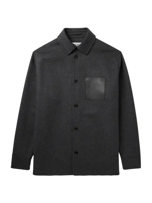 Logo-Debossed Leather-Trimmed Wool and Cashmere-Blend Overshirt - Men