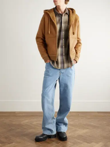 Loewe Logo-Appliquéd Shearling Hooded Jacket - Men | Thumbnail 2 Loewe Logo-Appliquéd Shearling Hooded Jacket - Men | Thumbnail 2