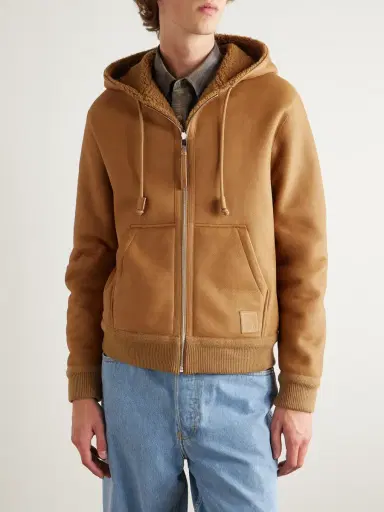 Loewe Logo-Appliquéd Shearling Hooded Jacket - Men | Thumbnail 3 Loewe Logo-Appliquéd Shearling Hooded Jacket - Men | Thumbnail 3