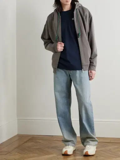 Loewe Anagram-Embroidered Cotton-Jersey Zip-Up Hoodie - Men | Thumbnail 2