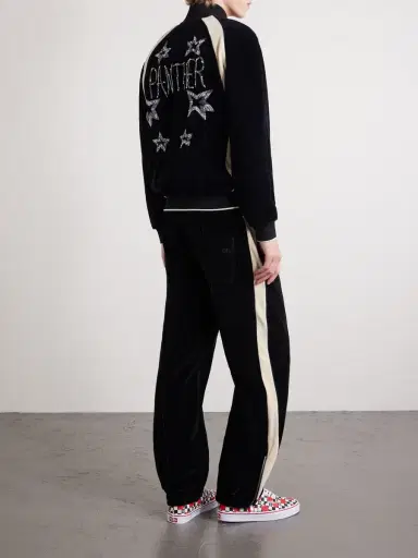 Valentino Garavani Striped Cotton-Blend Velvet Sweatpants - Men | Thumbnail 4 Valentino Garavani Striped Cotton-Blend Velvet Sweatpants - Men | Thumbnail 4