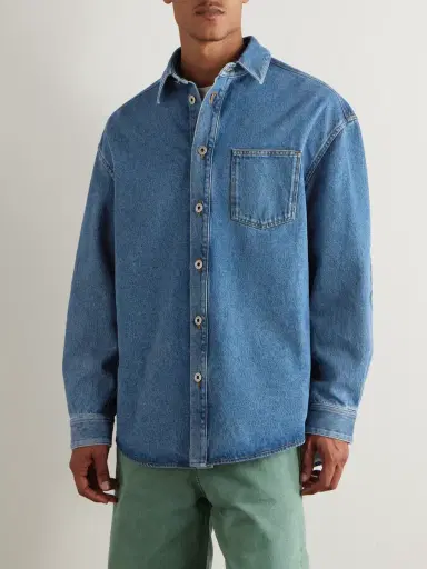 Loewe Anagram Logo-Embroidered Denim Overshirt - Men | Thumbnail 3