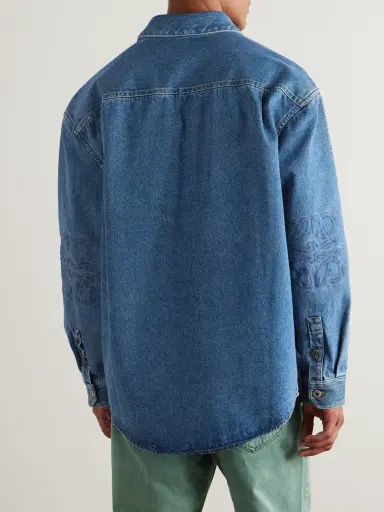 Loewe Anagram Logo-Embroidered Denim Overshirt - Men | Thumbnail 4